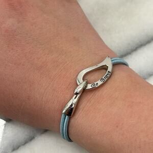 Be Brave blue and silver stretchy bracelet